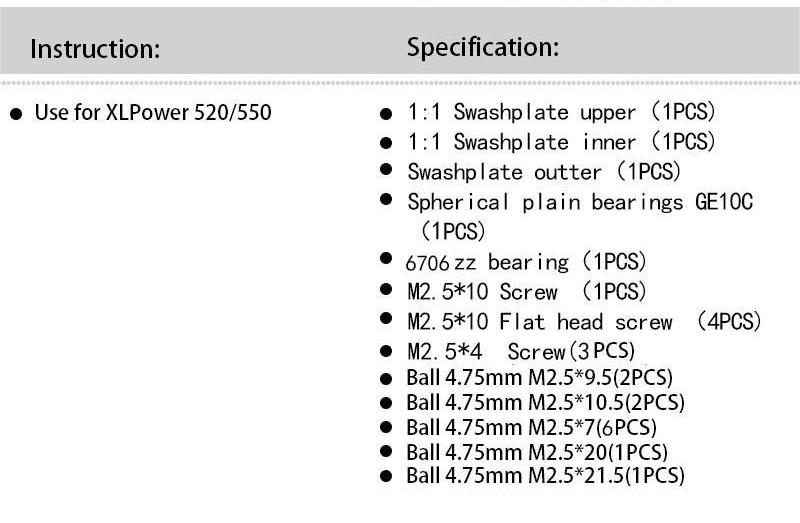 XL52H04-2 Nimbus 550 1:1 Swashplate